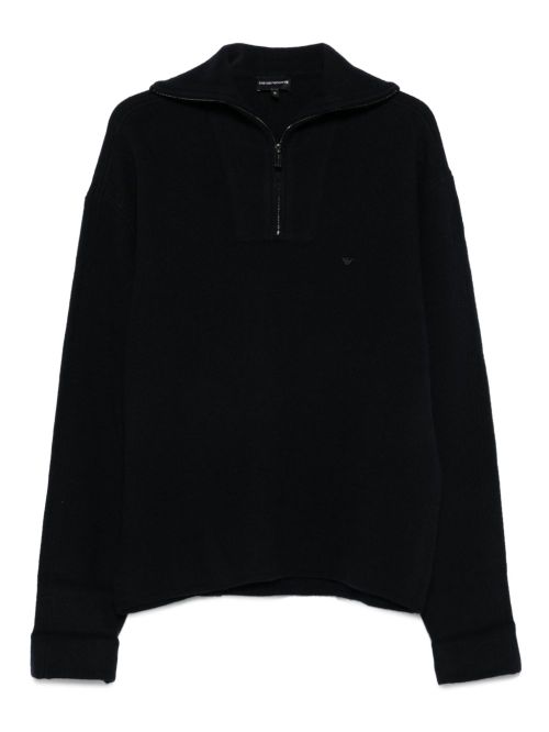 Half-Zip Wool Sweater — Black