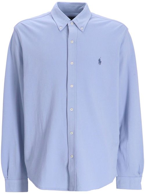 Pony-motif cotton shirt - Blue