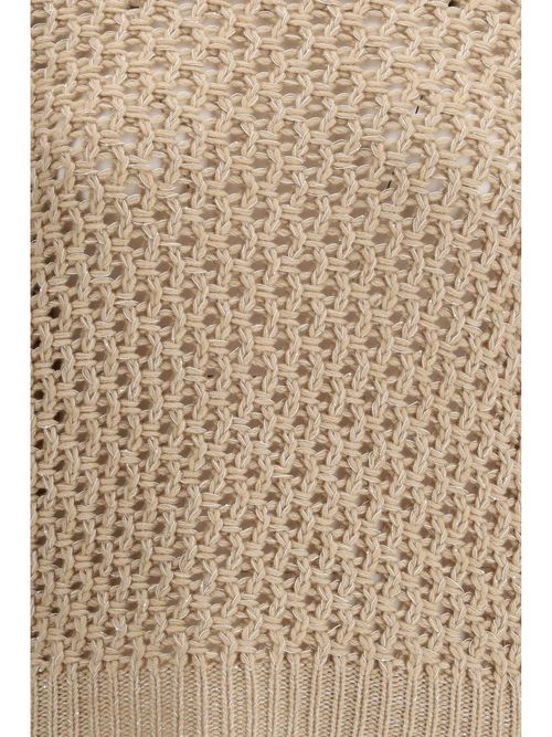 Honeycomb Knit Fleece Wool Sweater — Beige