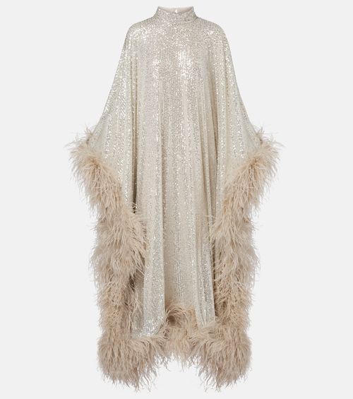 Casta Diva Disco feather-trimmed gown