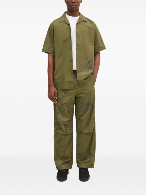 Bonsai embroidered landscape trousers - Green