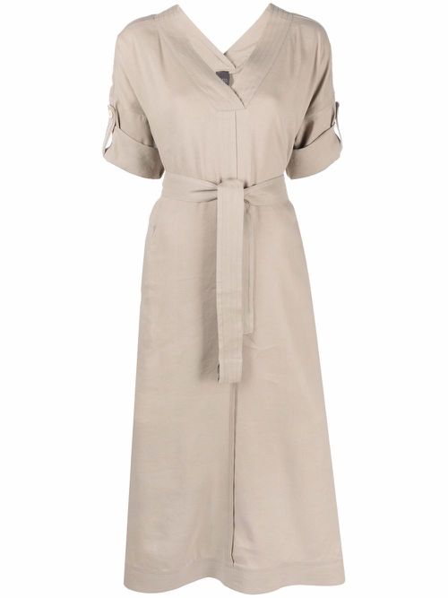 Belted midi dress - Neutrals