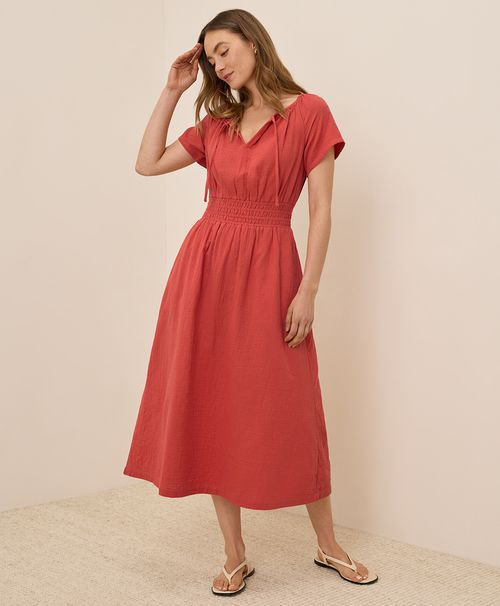 Women's Kumquat Coastal Double Gauze Boho Midi Dre
