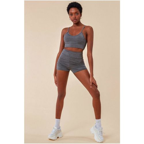 Cosmochic Cropped Bralette & Cycle Short Set - Gray