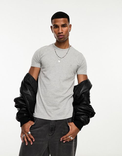 Crew neck T-shirt in light gray mel