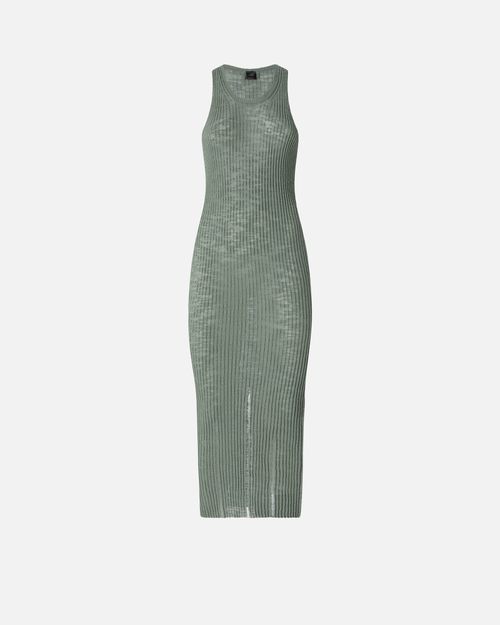 Ribbed slim-fit midi dress with rips - L