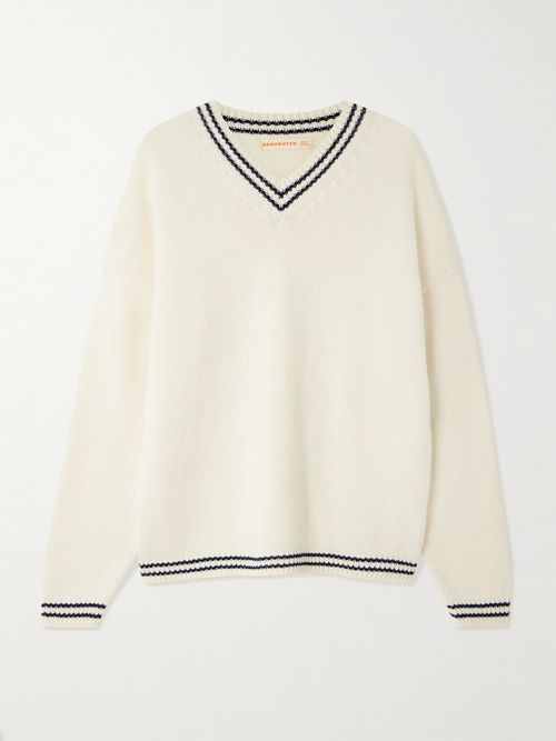 &Balla Slouch Striped Wool Sweater - Cream