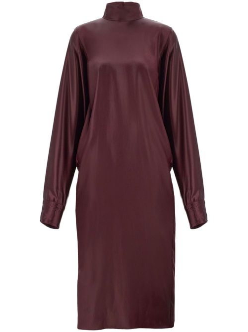 Satin high-neck dress - Red
