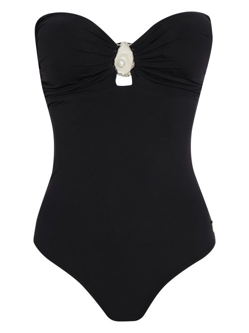 Shell-appliqué swimsuit - Black