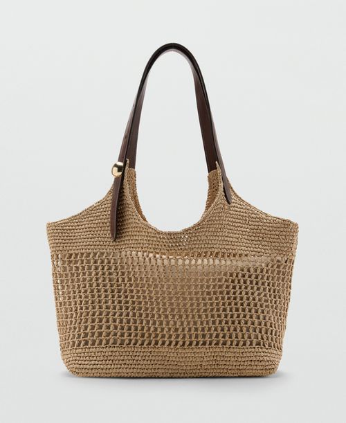 Women's Metallic Detail Natural-Fiber Tote Bag - Beige