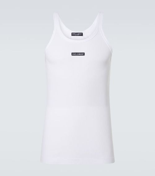 Ribbed-knit cotton tank top