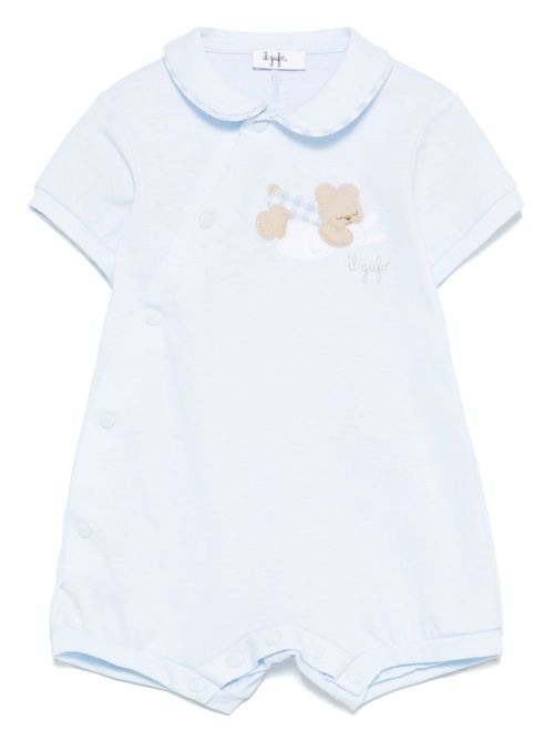 Bear-motif romper - Blue