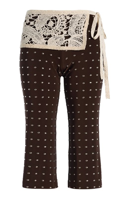 Gianna Lace-Detailed Studded Capri Pants - Moda Operandi