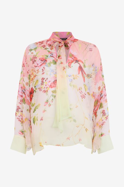 Chiffon Blouse With Miami Flowers Print