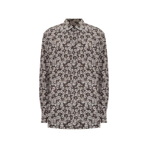 Floral-Patterned Cotton-Cupro Shirt — Black