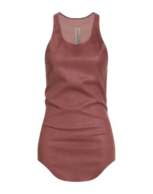 Woman Tank top Chocolate brown Size 4 Lambskin, Cotton, Elastane