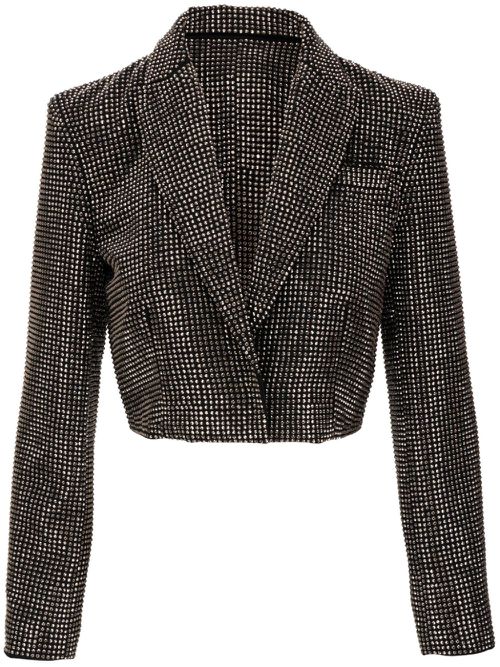 Rhinestone-embellished cropped blazer - Black