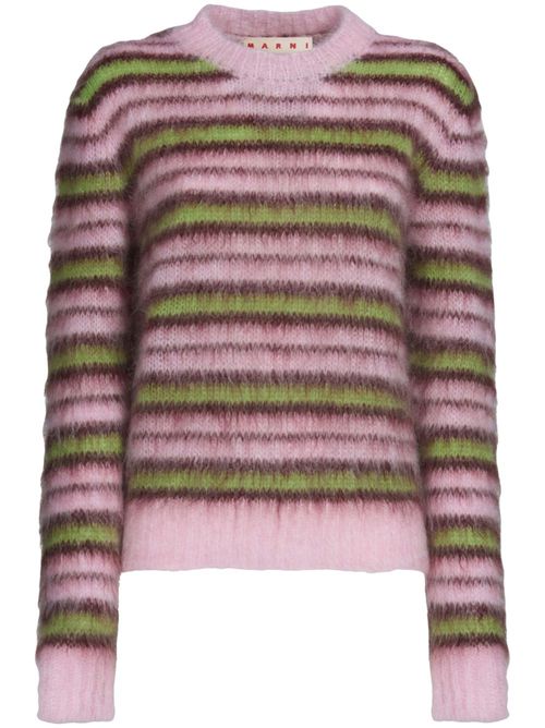 Stripe-pattern mohair-blend jumper - Pink
