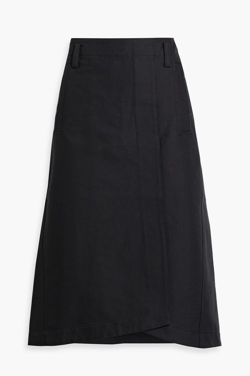 Wrap-effect cotton skirt