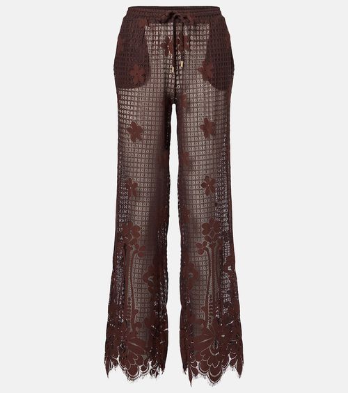 Etta cotton-blend lace wide-leg pants