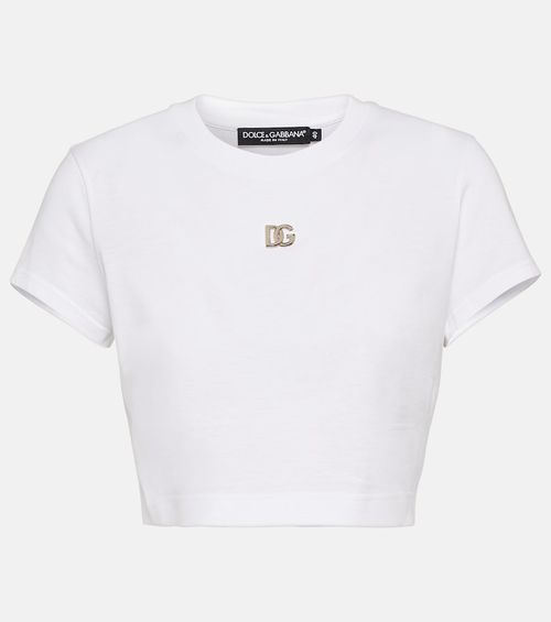 Logo cotton jersey crop top