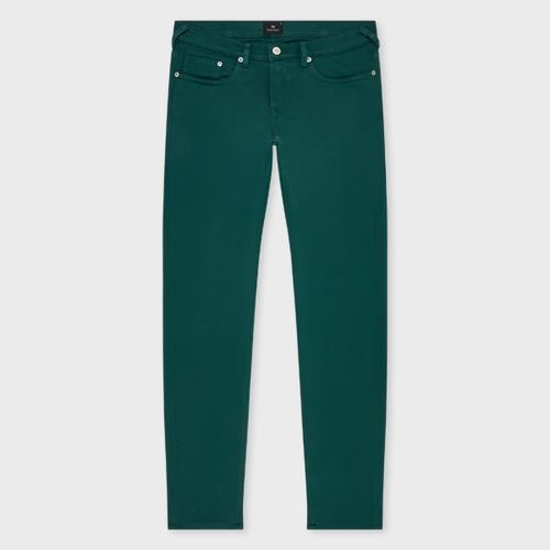 Tapered-Fit Petrol Green Garment-Dyed Organic Cotton-Stretch Jeans
