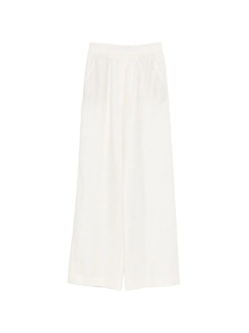 Elasticated-Waistband Linen Trousers — Ivory