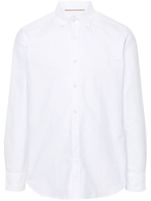 Button-down collar canvas shirt - White