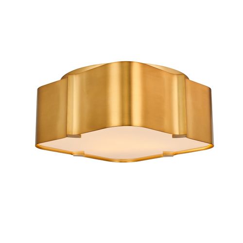 Winter Brass Three Light Flush Mount from the Lotus Collection