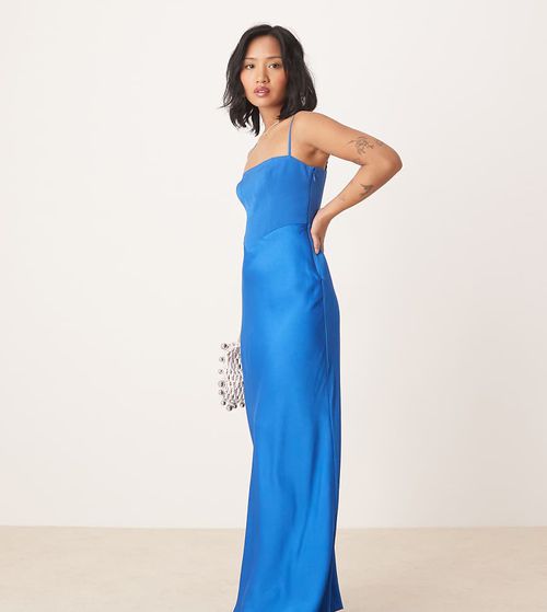 Square neck corset maxi dress in cobalt-Blue