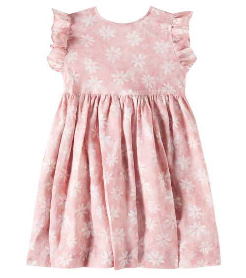 Floral ruffled linen dress