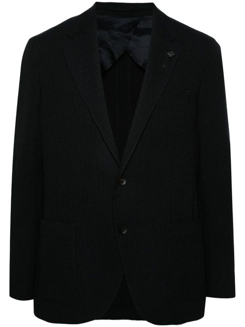 Single-breasted textured blazer - Blue