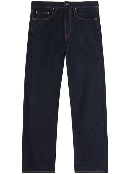 Logo-embroidered denim jeans - Blue