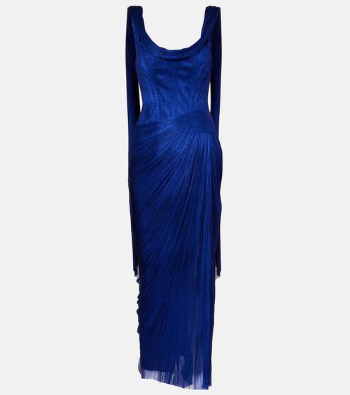 Faye metallic silk tulle bustier gown