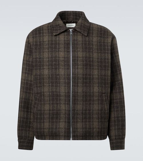 Checked virgin wool blouson jacket