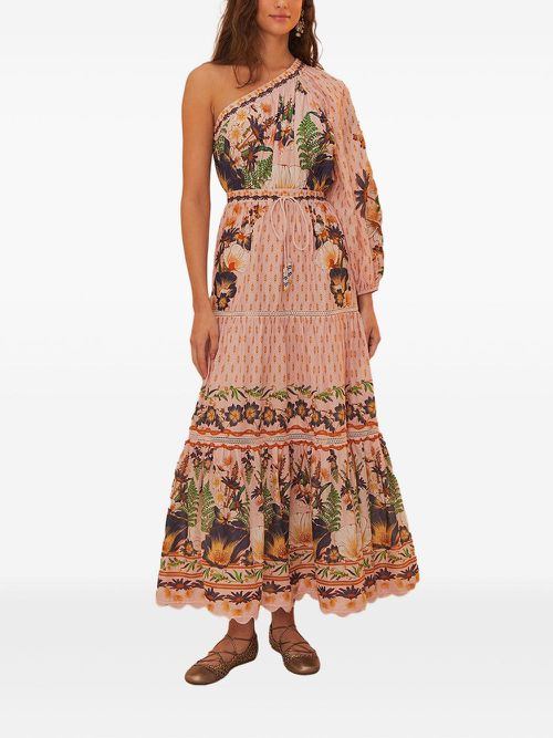 One-sleeve cotton dress - Pink