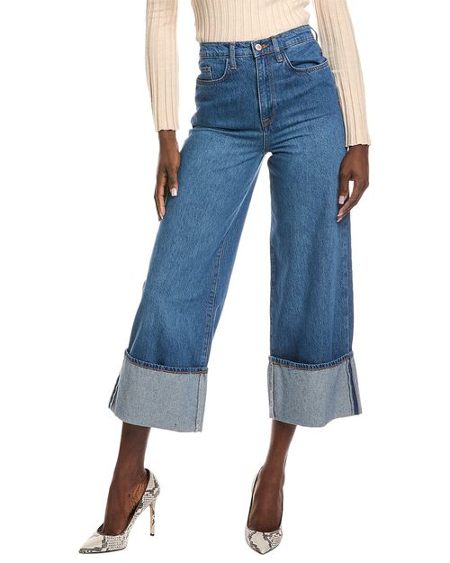 Rose True Medium Indigo High-Rise Cropped Wide Leg Jean