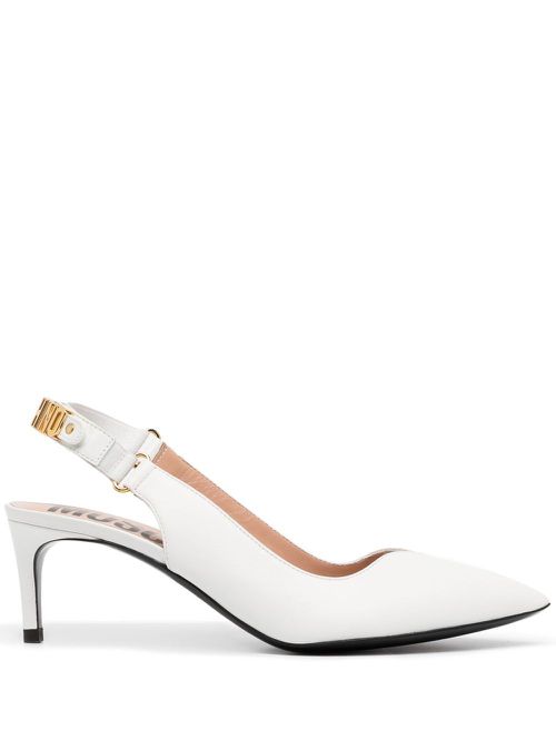 65mm logo slingback-strap pumps - White
