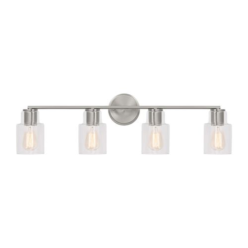 Brushed Steel Four Light Bath from the Sayward Collection