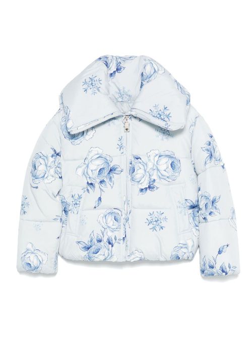 Floral puffer jacket - Blue