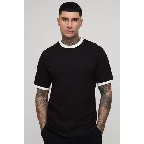 Tall Ringer Crew Neck Regular Fit T-Shirt | Black | Sma