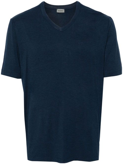 V-neck mélange-effect T-shirt - Blue