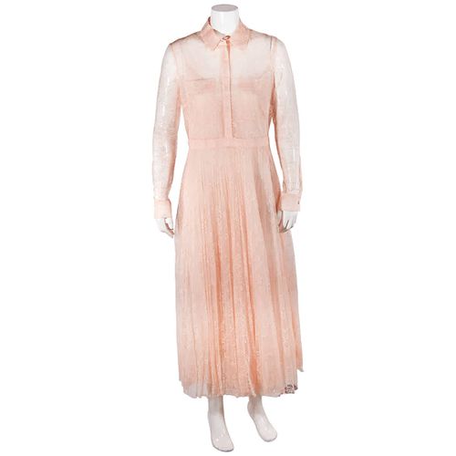 Burberry | Ladies Pleated Lace Dress In Powder Pink | Realry