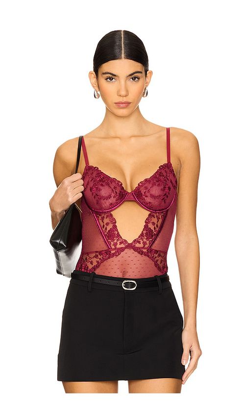 KAT THE LABEL Nicolette Bodysuit in Burgundy. - M also in