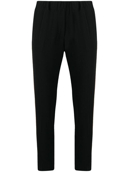 Side-strip slim trousers - Black