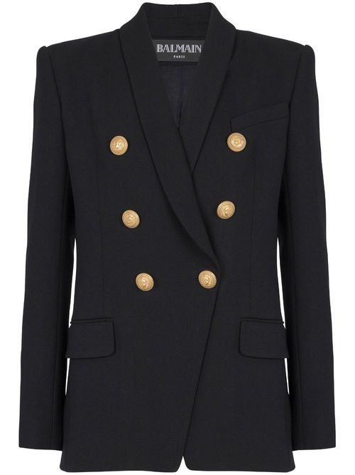 Double-breasted wool blazer - Black