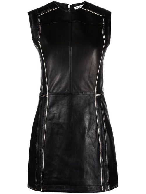 Sleeveless leather minidress - Black