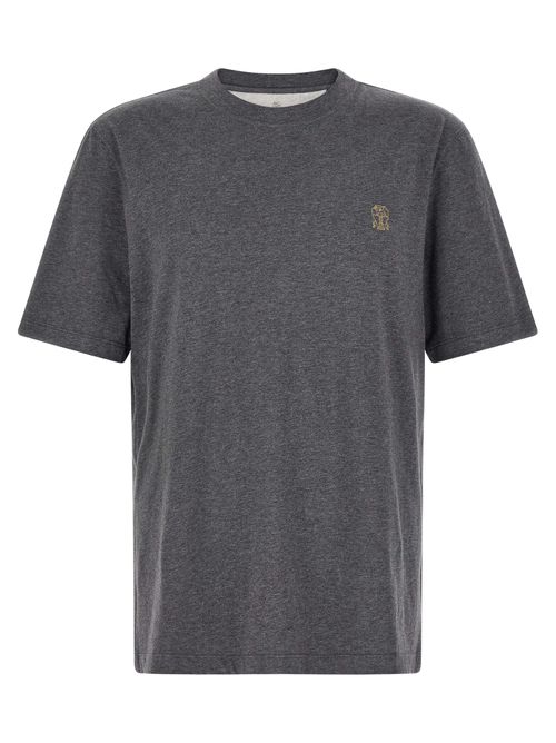 Logo-Embroidered Cotton T-Shirt — Gray