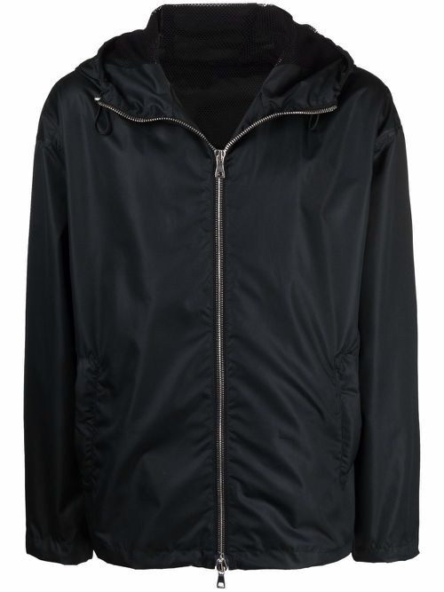 Logo-print hooded jacket - Black