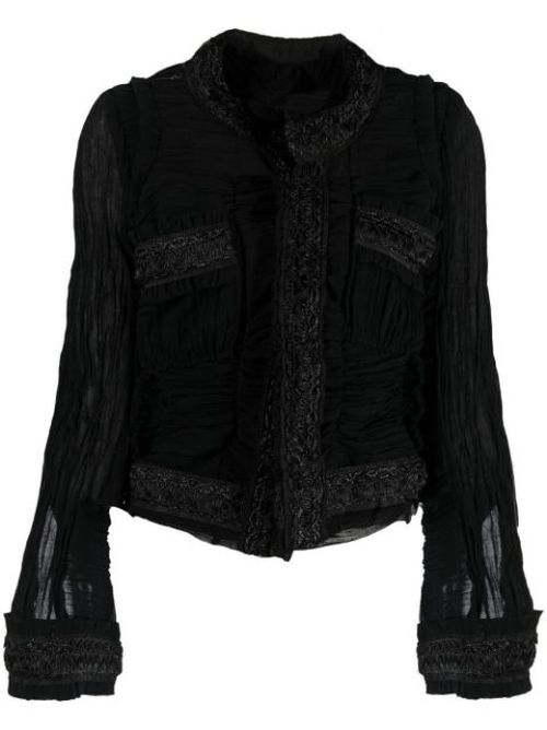 Embroidered trim fitted jacket